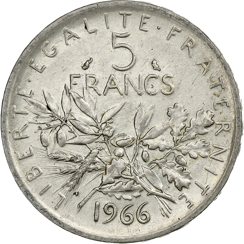 Frankreich, Semeuse, 5 Francs, 1966, Paris, SS+, Silber, KM:926, Gadoury:770