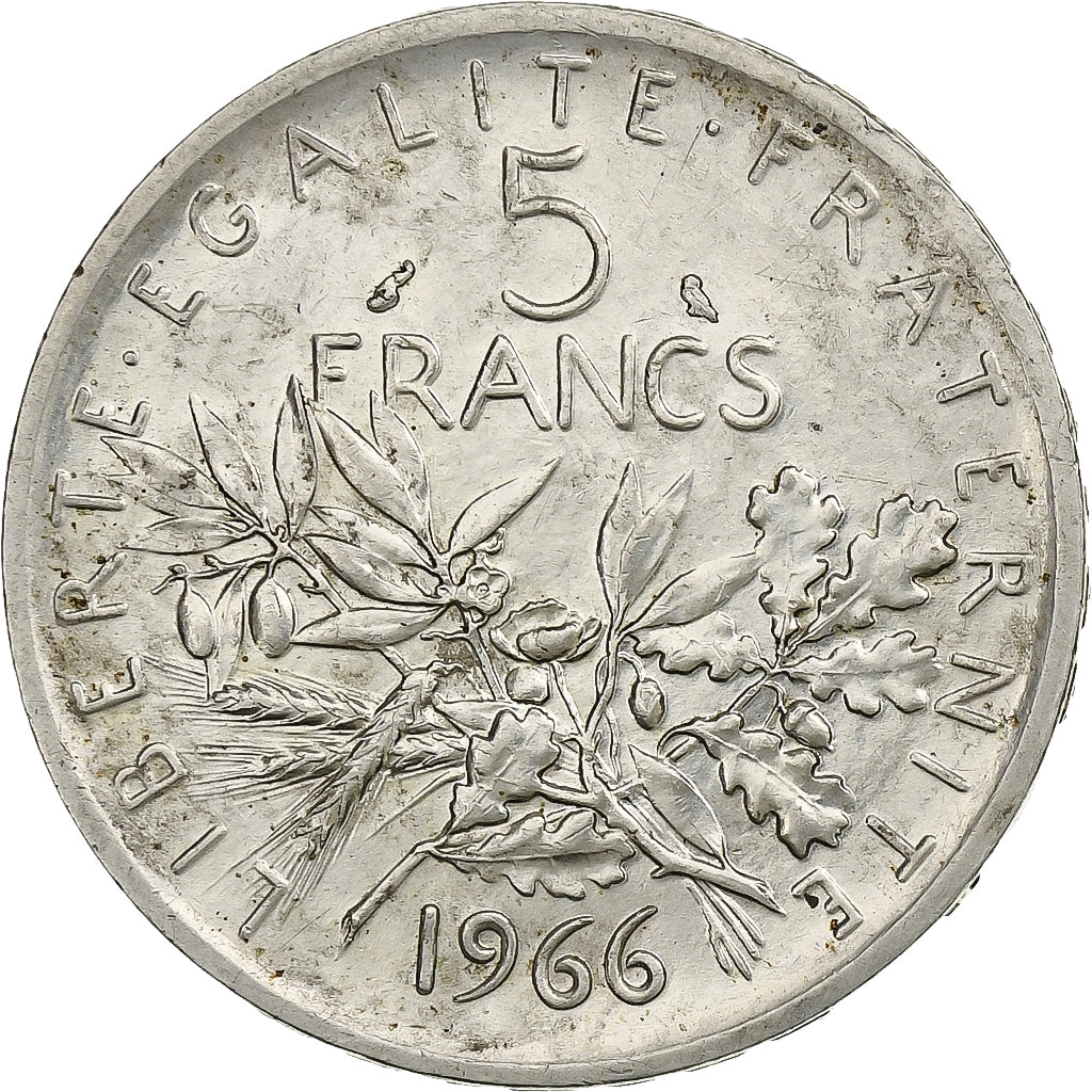 France, Semeuse, 5 Francs, 1966, Paris, AU(50-53), Silver, KM:926, Gadoury:770