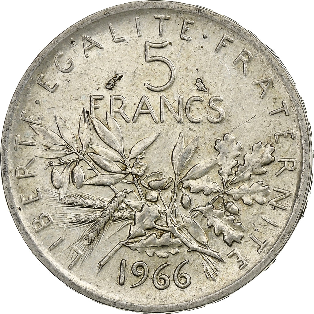 France, Semeuse, 5 Francs, 1966, Paris, AU(50-53), Silver, KM:926, Gadoury:770