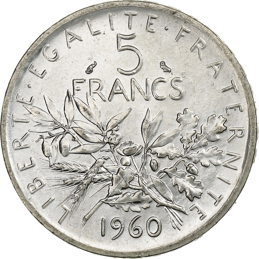 Coin, France, Semeuse, 5 Francs, 1960, MS(60-62), Silver, KM:926, Gadoury:770