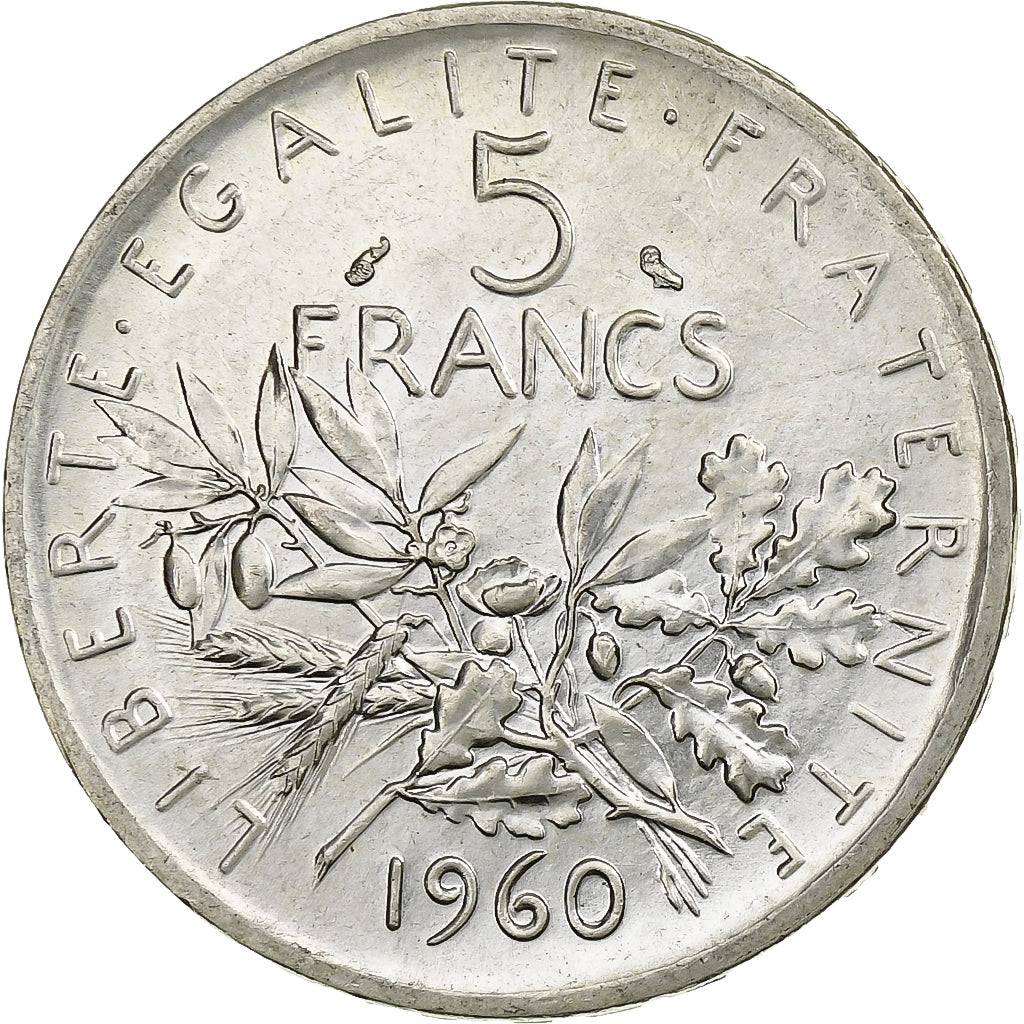 Coin, France, Semeuse, 5 Francs, 1960, MS(60-62), Silver, KM:926, Gadoury:770