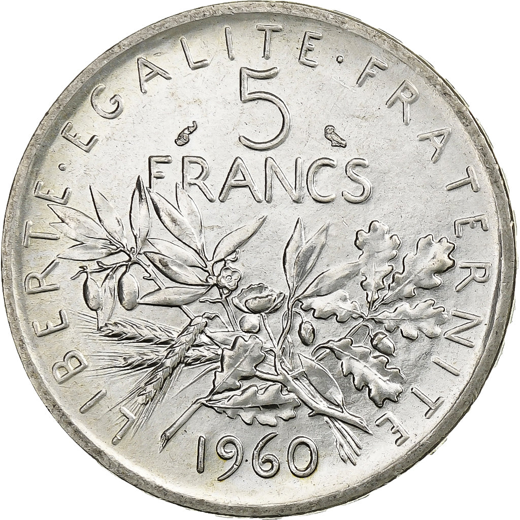 Coin, France, Semeuse, 5 Francs, 1960, MS(60-62), Silver, KM:926, Gadoury:770