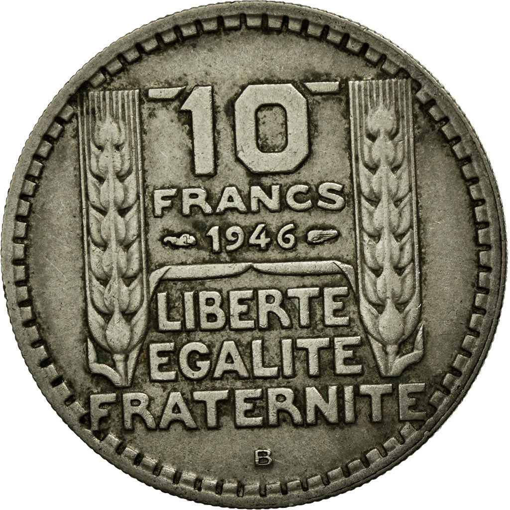 Moneda, Francia, Turin, 10 Francs, 1946, Beaumont-le-Roger, MBC, Cobre -