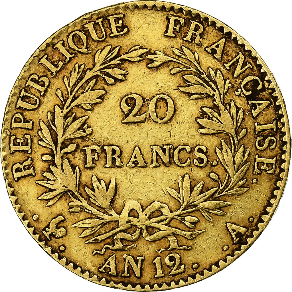 Moneta, Francia, Napoleon I, 20 Francs, An 12, Paris, BB, Oro, KM:651