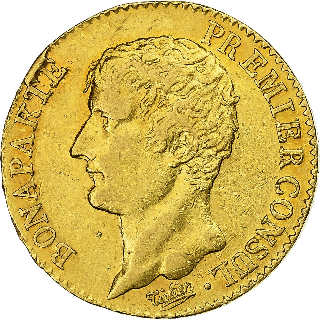 Francja, Napoleon I, 20 Francs, An 12, Paris, Złoto, AU(50-53), Gadoury:1020