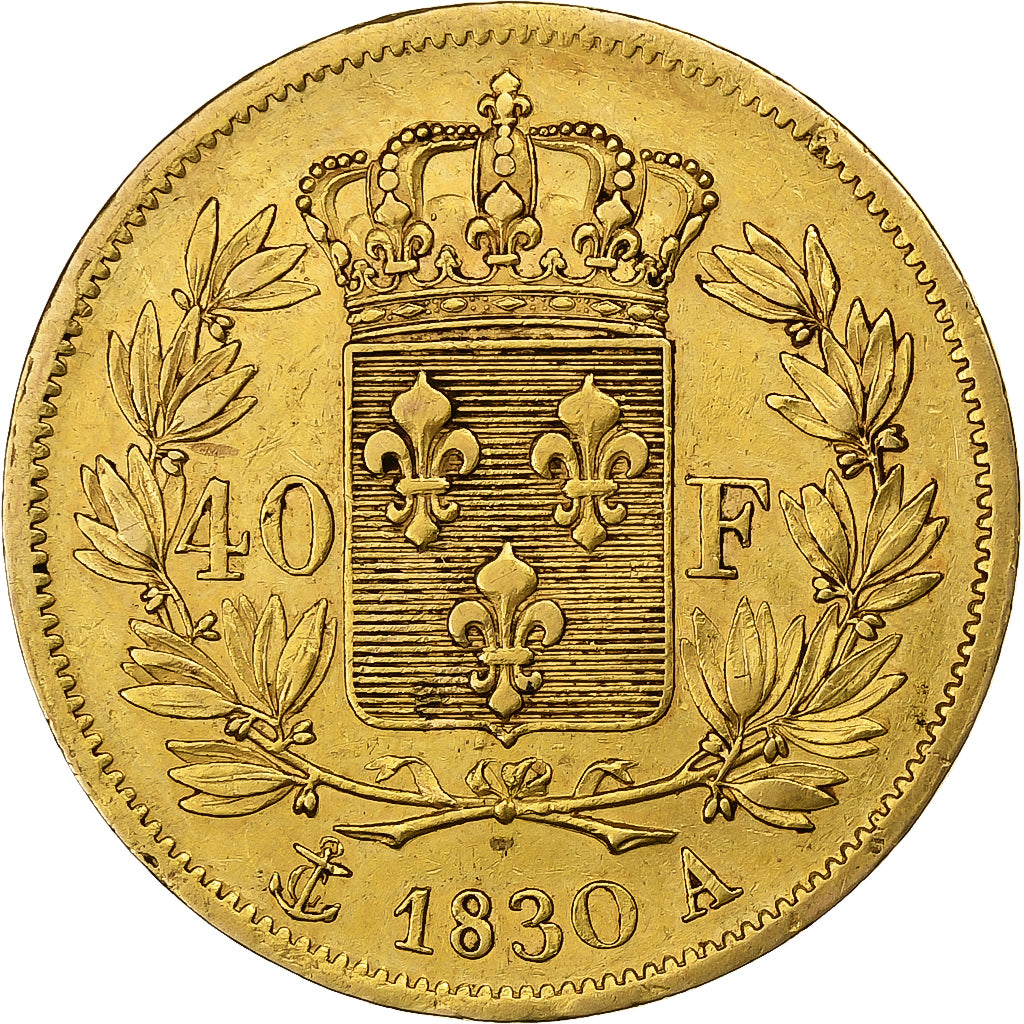 Frankrijk, 40 Francs, Charles X, 1830, Paris, Goud, FR+, Gadoury:1105, KM:721.1