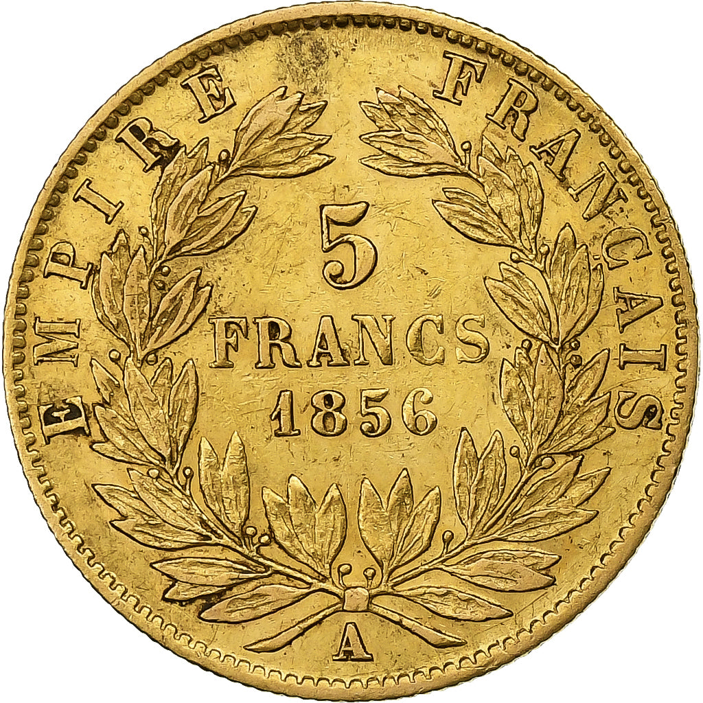 France, Napoléon III, 5 Francs, 1856, Paris, VF(30-35), Gold, KM:787.1