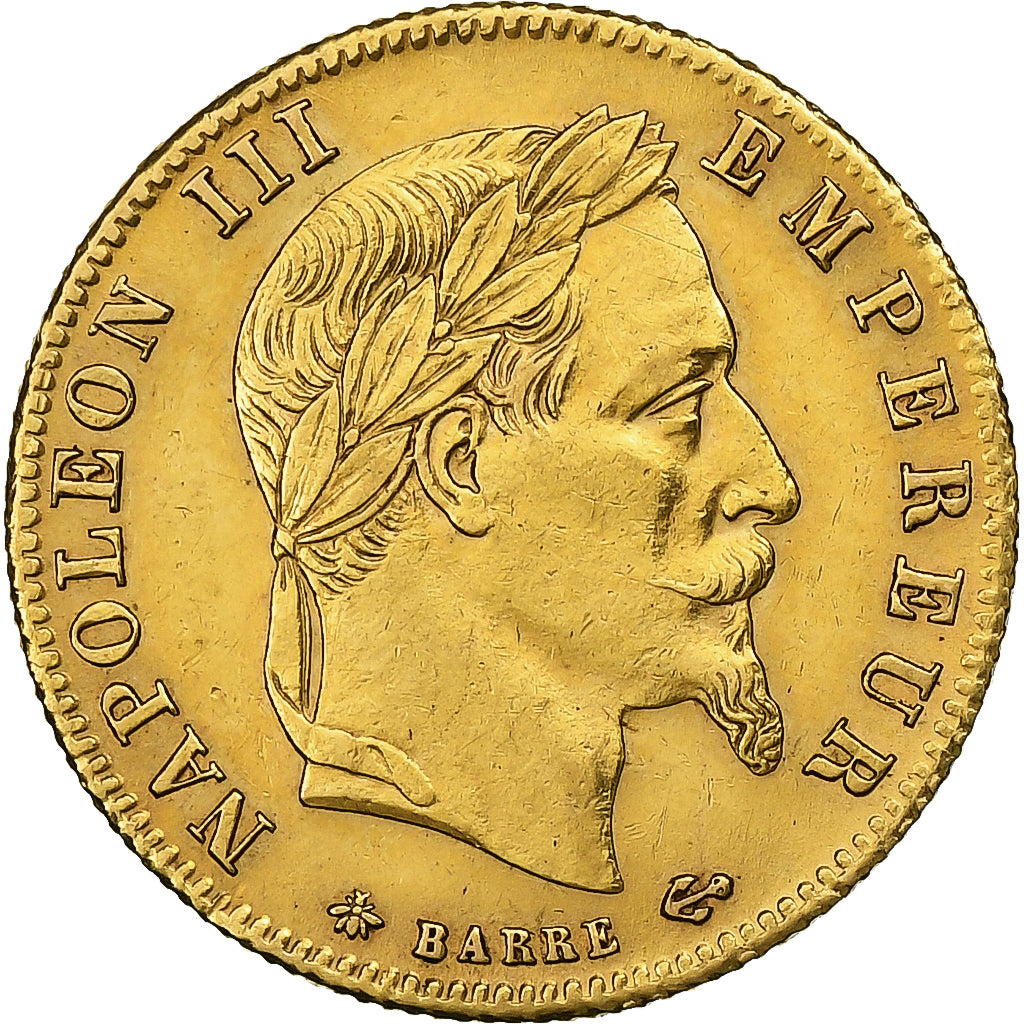 France, Napoleon III, 5 Francs, 1866, Paris, AU(50-53), Gold, KM:803.1