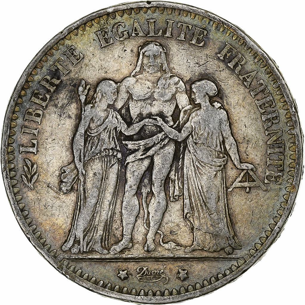 Moneta, Francia, Hercule, 5 Francs, 1876, Bordeaux, MB+, Argento, KM:820.2