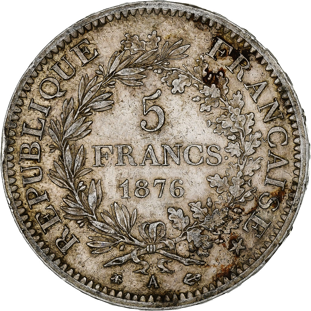 Coin, France, Hercule, 5 Francs, 1876, Paris, VF(30-35), Silver, KM:820.1