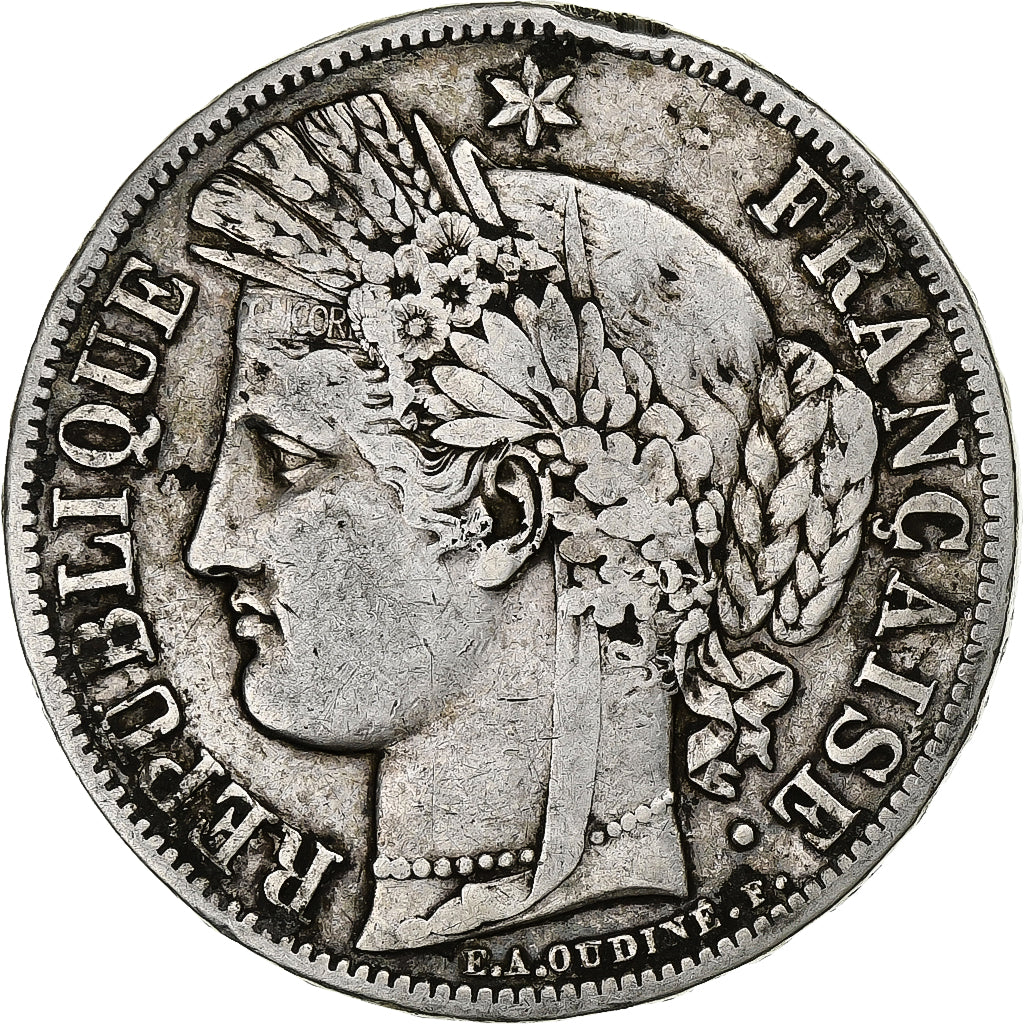 France, Cérès, 5 Francs, 1849, Paris, TB+, Argent, KM:761.1, Gadoury:719