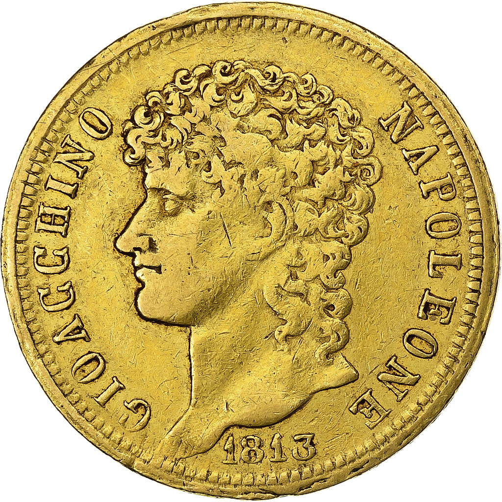 Moneta, STATI ITALIANI, NAPLES, Joachim Murat, 40 Lire, 1813, MB+, Oro, KM:266