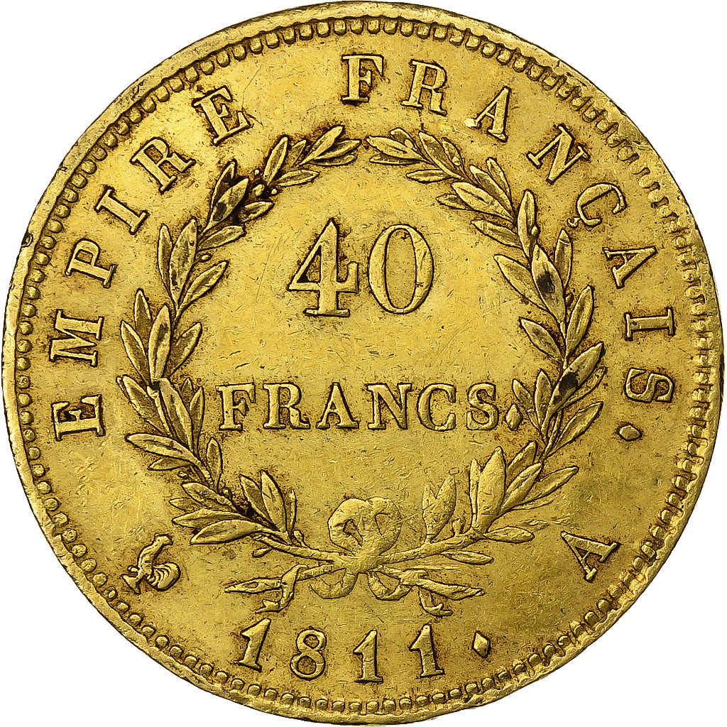 Frankrijk, 40 Francs, Napoléon I, 1811, Paris, Goud, ZF, Gadoury:1084, KM:696.1