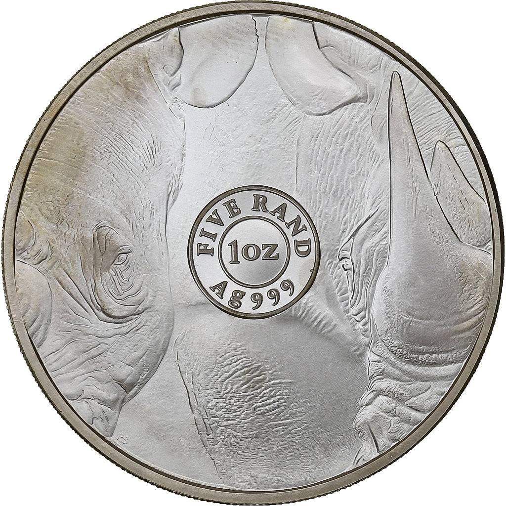 South Africa, 5 Rand, Rhinocéros, 2020, South Africa Mint, 1 Oz, Silver
