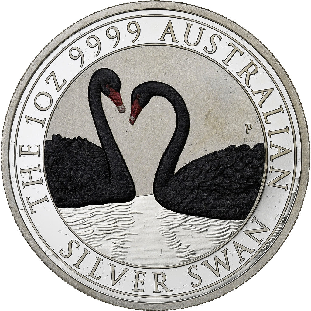 Austrália, 1 Dollar, BLACK SWANS Colorée, 2022, 1 Oz, Proof, Prata, MS(60-62)