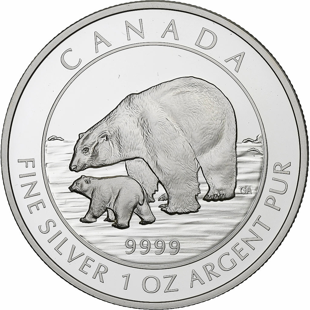 Canada, 5 dollars, 1 oz, Ours Polaire et Ourson, 2015, Proof, Silver, MS(64)