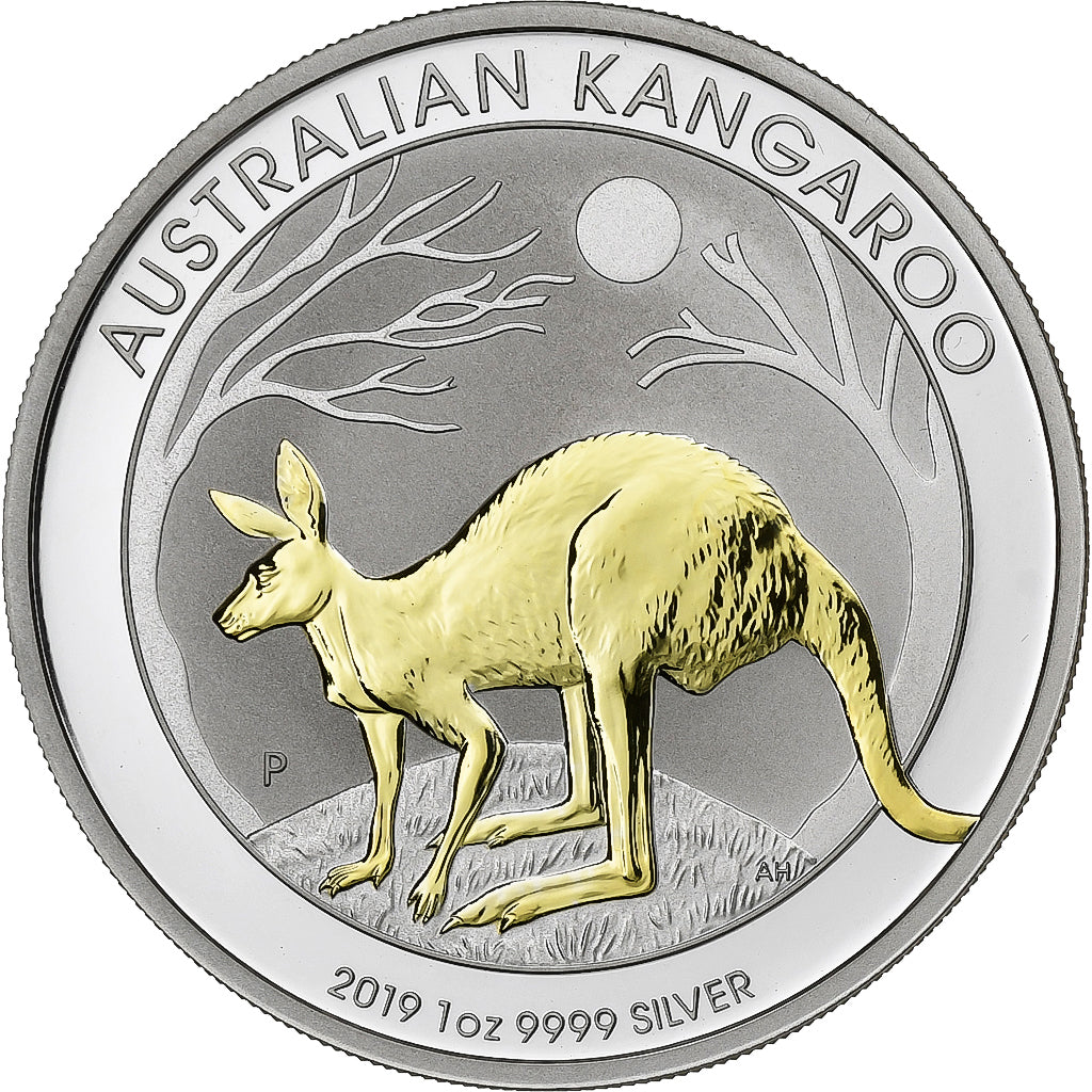 Australia, 1 Dollar, 1 Oz, Gilded Kangaroo, 2019, Proof, Silver, MS(64)