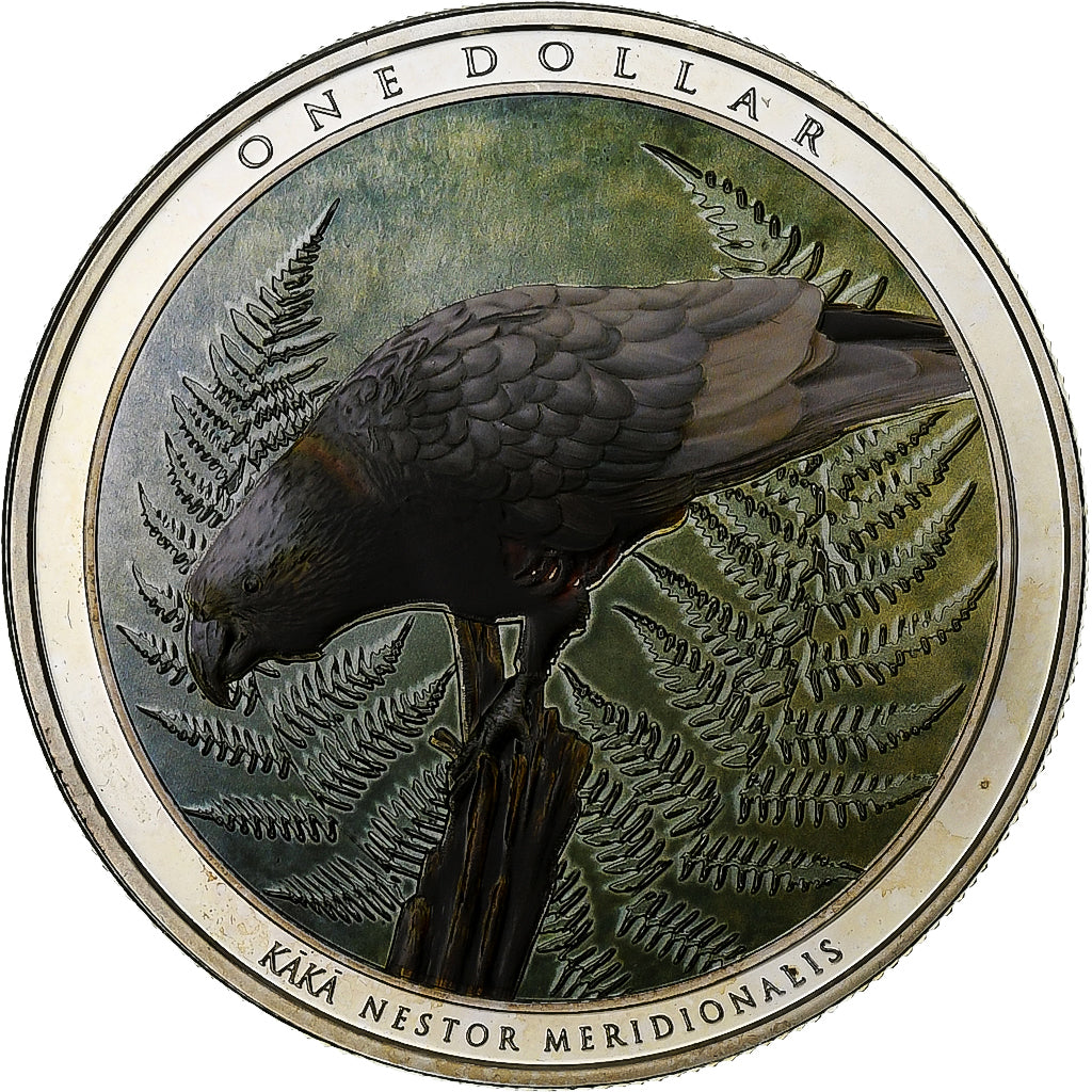 Nieuw Zeeland, 1 Dollar, 1 Oz, Kaka  Forest Bird, 2021, proof 1 Oz coloré