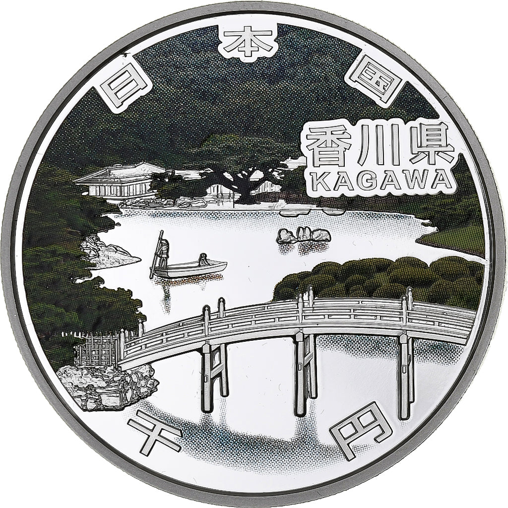 Japón, 1000 Yen, KAGAWA 47 Prefectures, 2014, 1 Oz, Proof, Plata, FDC
