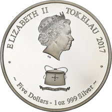 Tokelau, 5 dollars, 1 oz, Poseidon, 2017, Proof 1.Oz, Argent, FDC