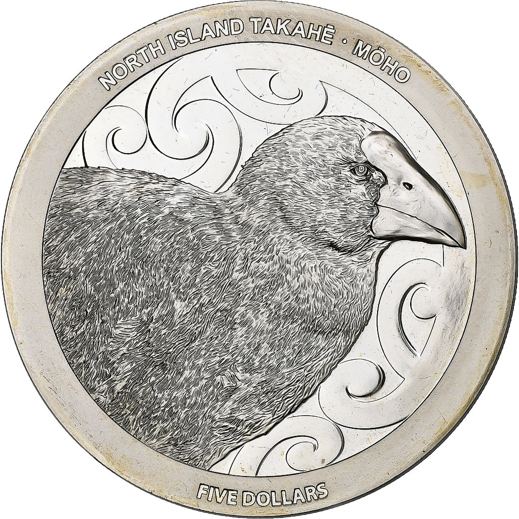 Nowa Zelandia, 5 dollars, 1 oz, Takahe, 2019, Proof 1.Oz, Srebro, MS(60-62)