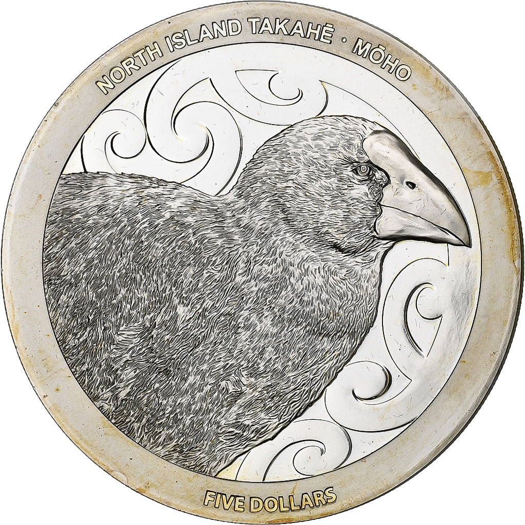 Nova Zelândia, 5 dollars, 1 oz, Takahe, 2019, Proof 1.Oz, Prata, MS(60-62)