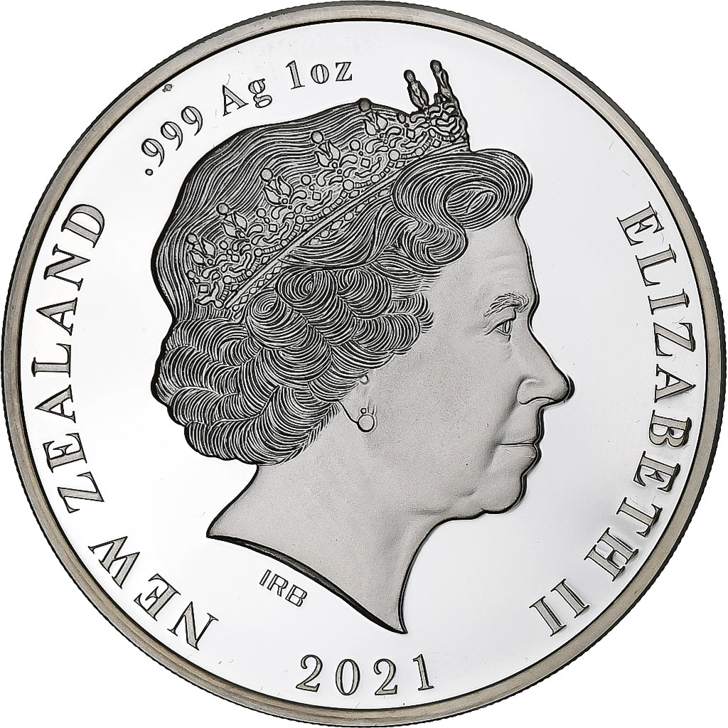 Nueva Zelanda, 1 Dollar, 1 Oz, Tangaroa, 2021, proof 1 Oz coloré, Plata, EBC+