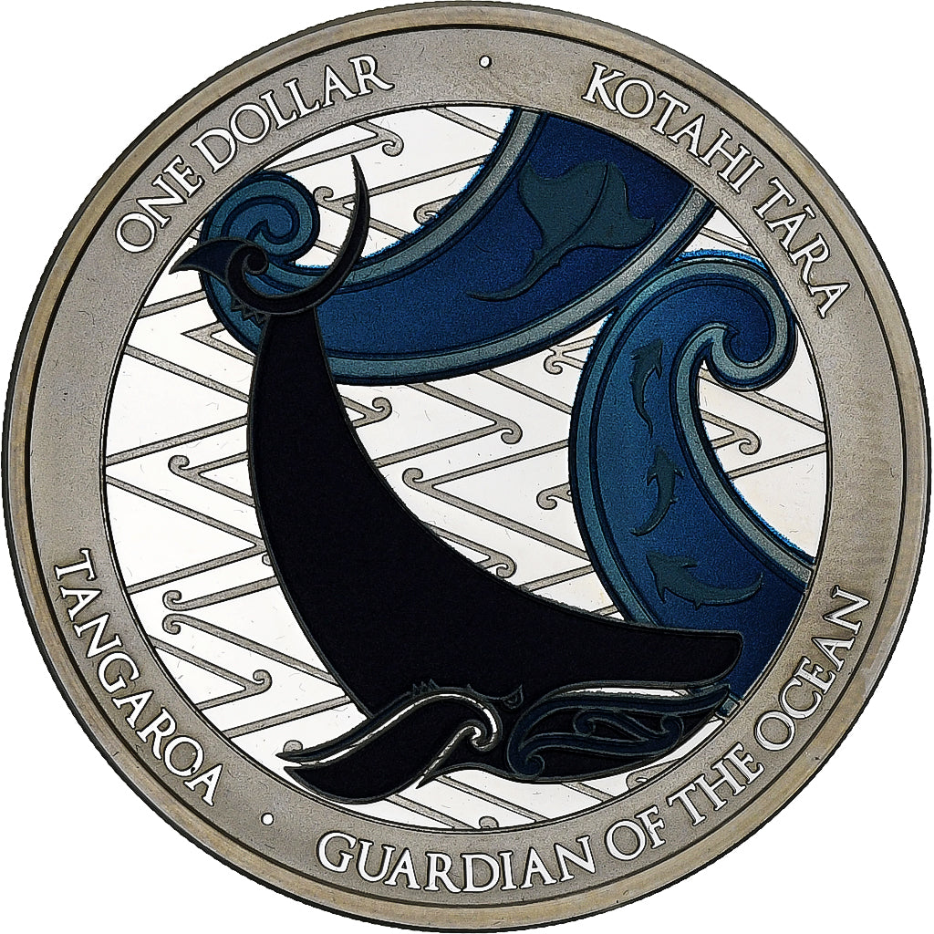 Nueva Zelanda, 1 Dollar, 1 Oz, Tangaroa, 2021, proof 1 Oz coloré, Plata, EBC+
