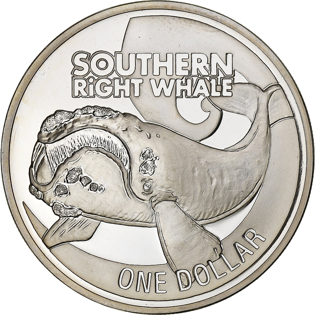 Nova Zelândia, 1 Dollar, 1 Oz, Southern Right Whale, 2009, B.H. Mayer, Prata