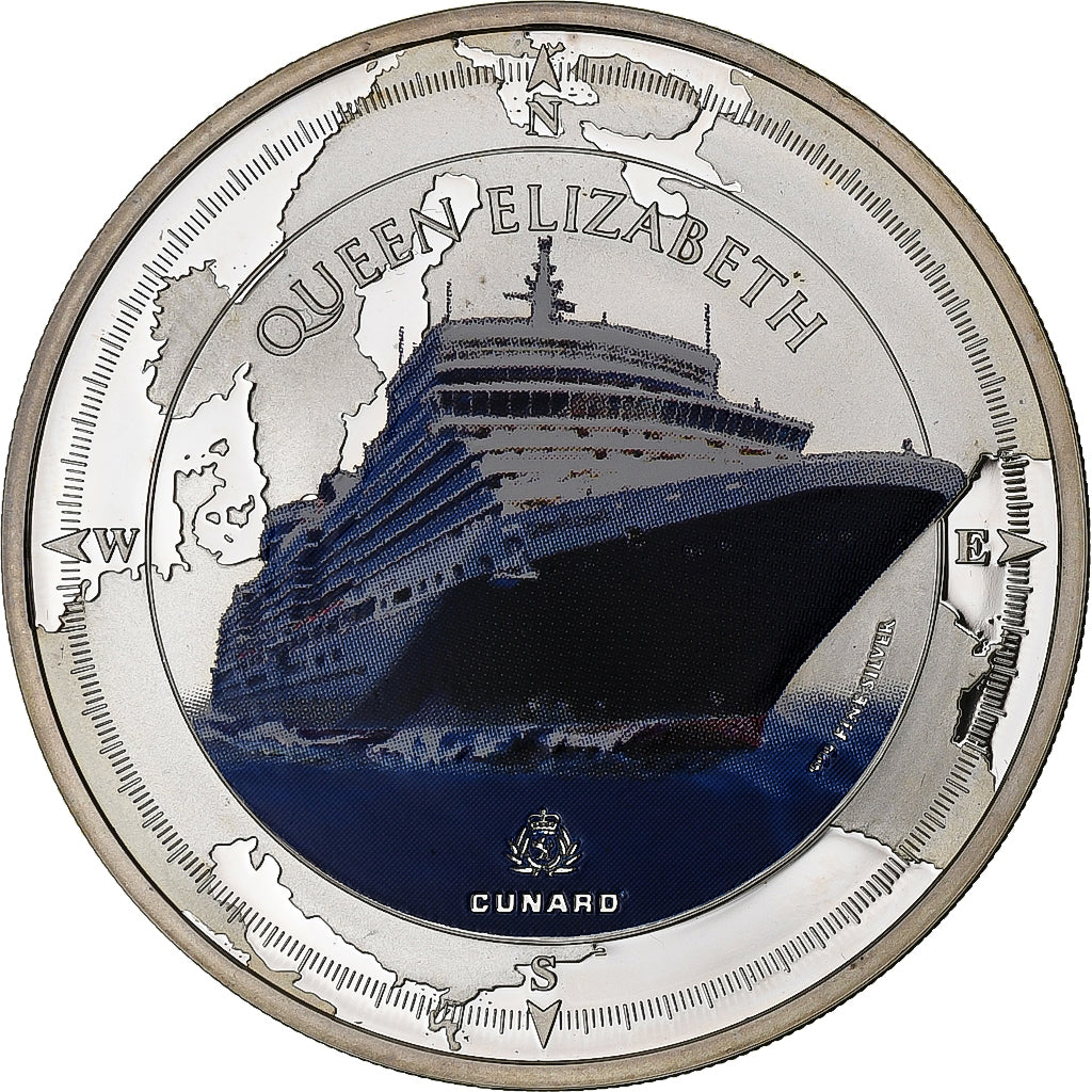 WYSPY PITCAIRN, 2 Dollars Oz Proof, cunard ship in the color, 2013, Colourized