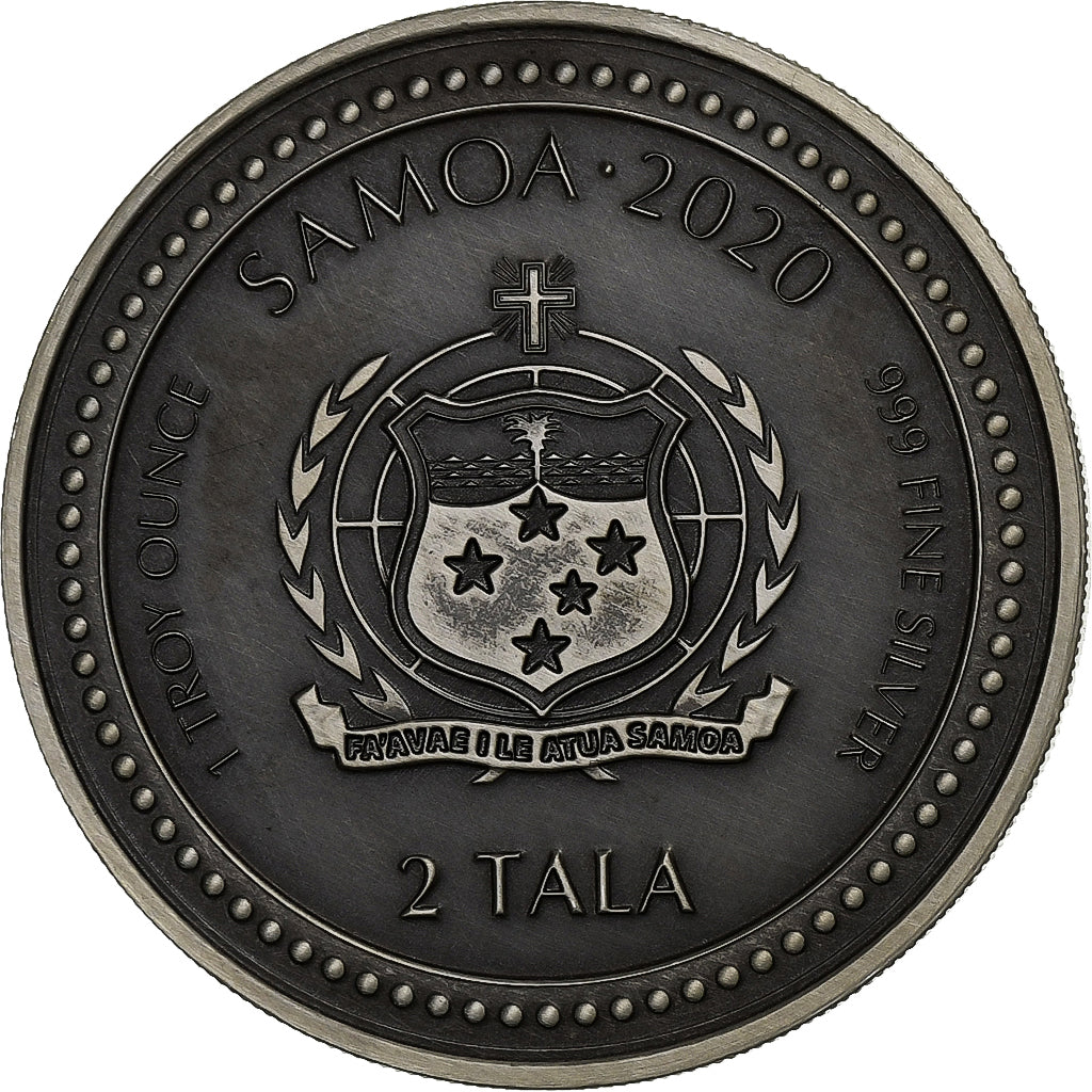 Samoa, 2 Tala, Silver Serpent of Milan-Antique-Proof, 2020, Scottsdale, 1 Oz