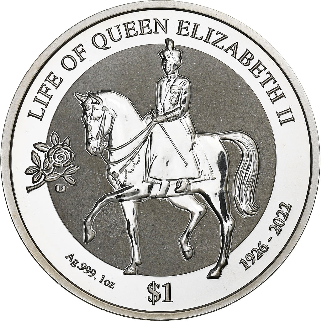 Ilhas Virgens Britânicas, 1 Dollar, 1 Oz, life of Queen Elizabeth, 2022, Pobjoy