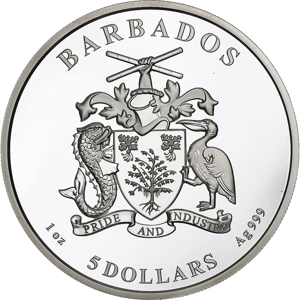 Barbados, 5 dollars, 1 oz, Queen Elizabeth II Double Portrait, 2022, Silver