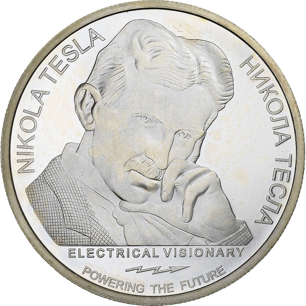 Serbia, 100 Dinara, Nikola Tesla, 2018, 1 Oz, Proof, Argento, SPL