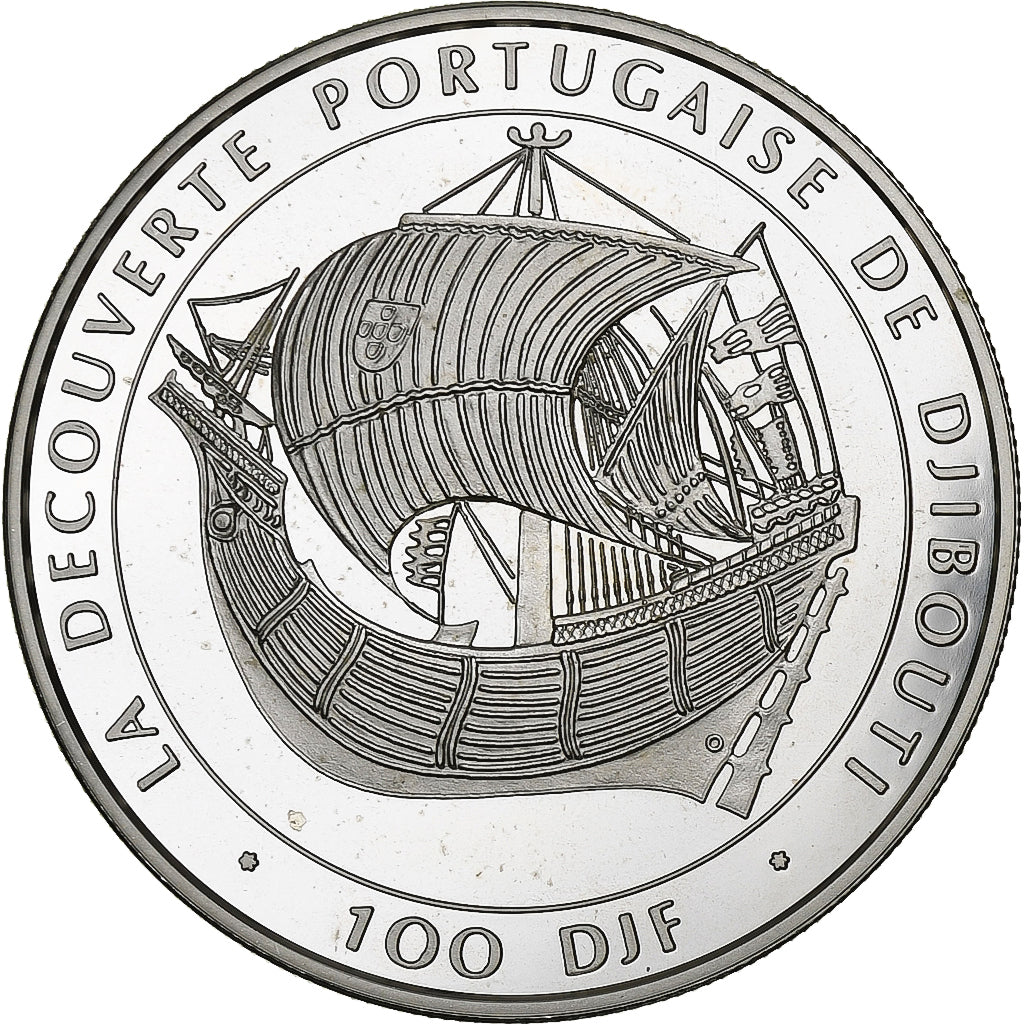 Djibouti, 100 Francs, La découverte portugaise de Djibouti, 1996, 1 Oz, Proof