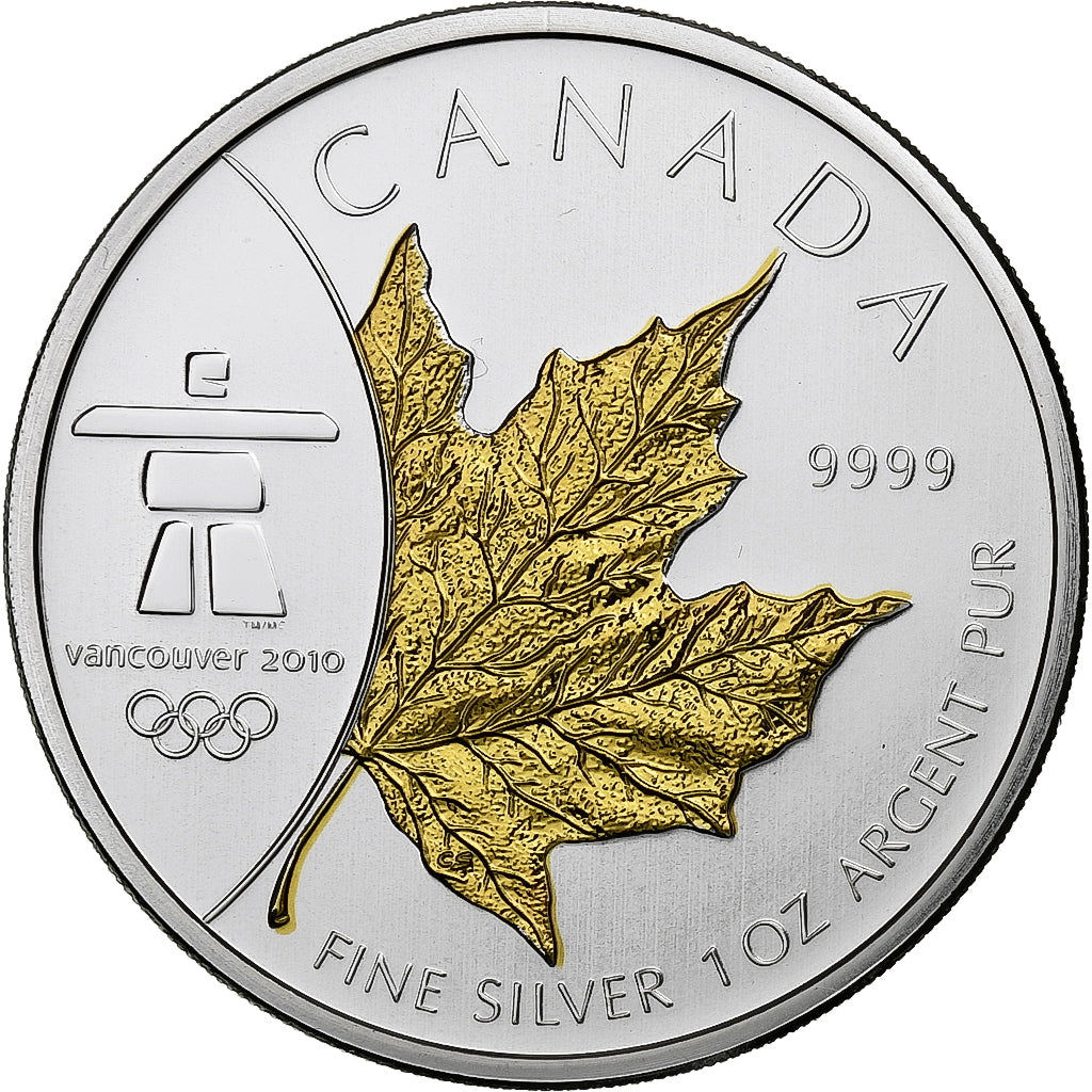 Canada, 5 dollars, 1 oz, Feuille d'érable et Inukshuk, 2008, Royal Canadian