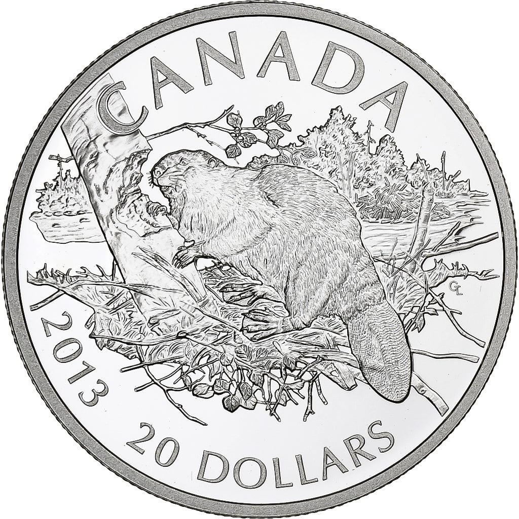 Canada, 20 Dollars, Le Castor, 2013, Ottawa, 1 Oz, Proof, Srebro, MS(65-70)