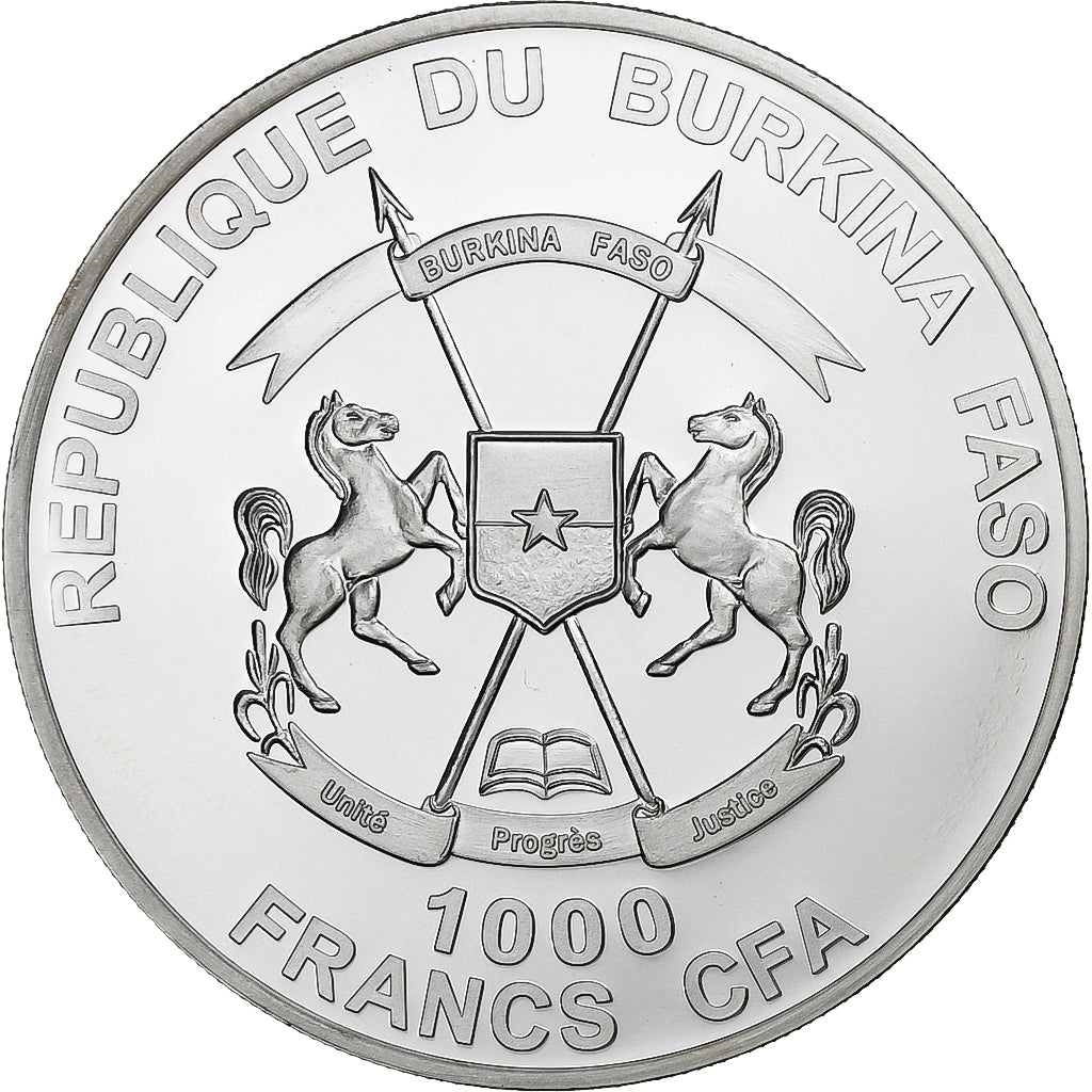 Burkina Faso, 1000 Francs CFA, 1 Silver Oz, Red Deer Stag, 2016, MCI Mint, 1 Oz