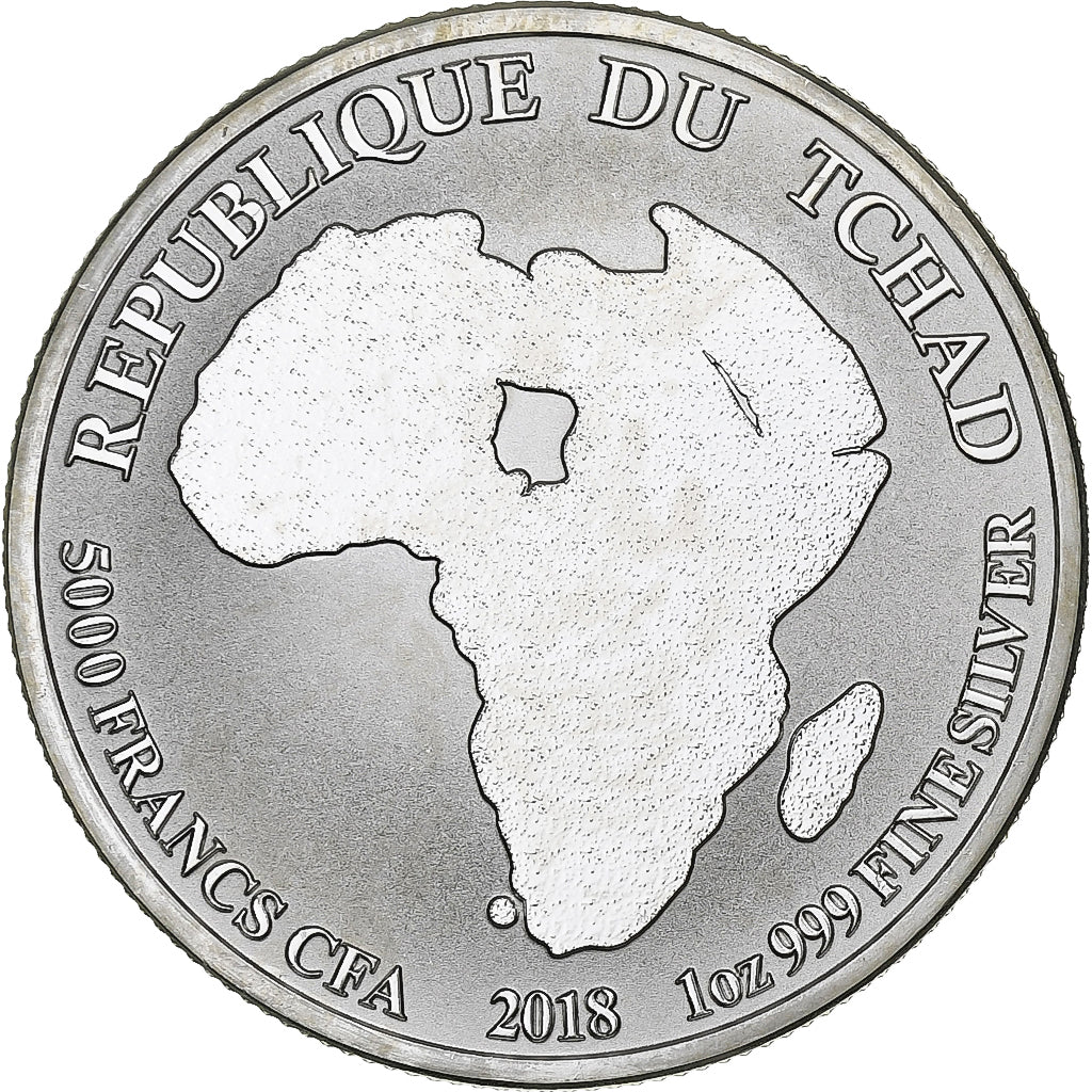 Tchad, 5000 Francs CFA, Lion Africain, 2018, 1 Oz, Argent, FDC