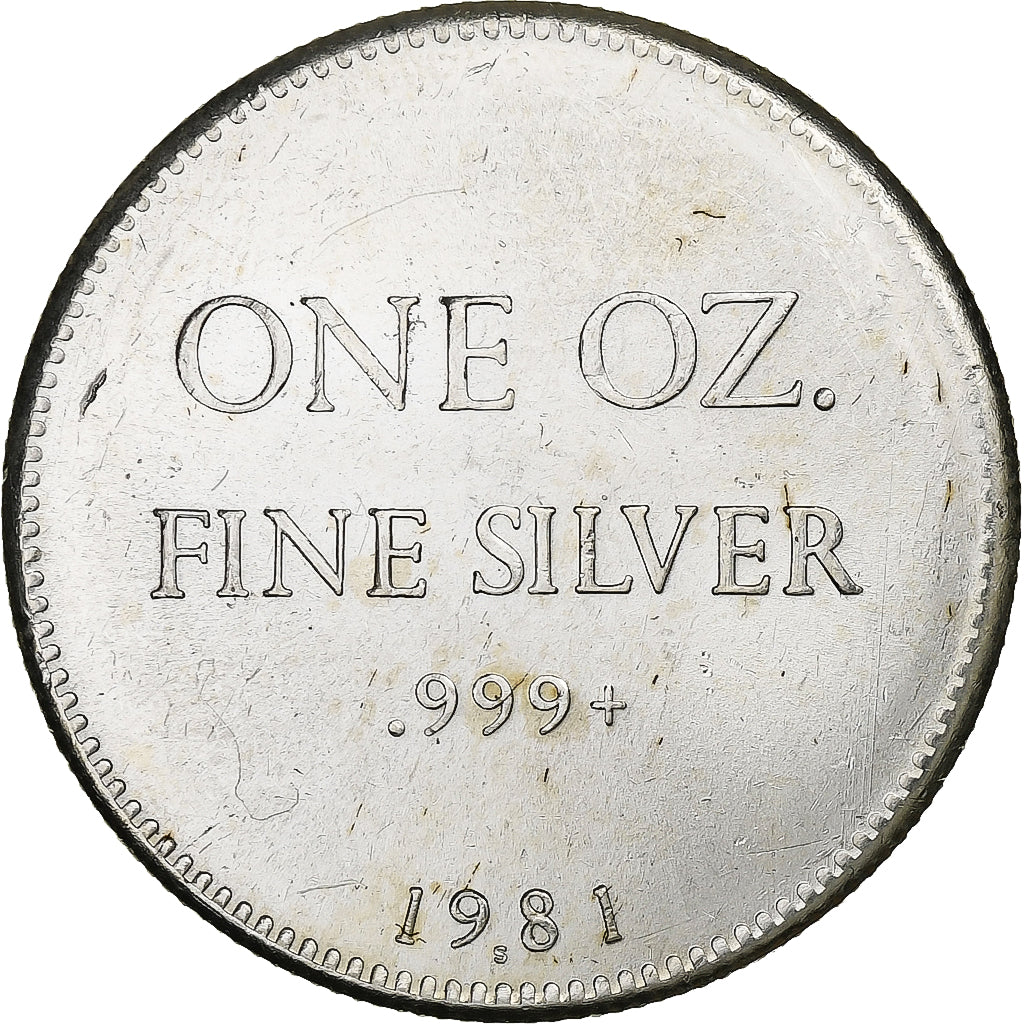 USA, 1 Oz, Hoffman and Hoffman Unicorn, 1981, Hoffman Mint, Srebro, MS(63)