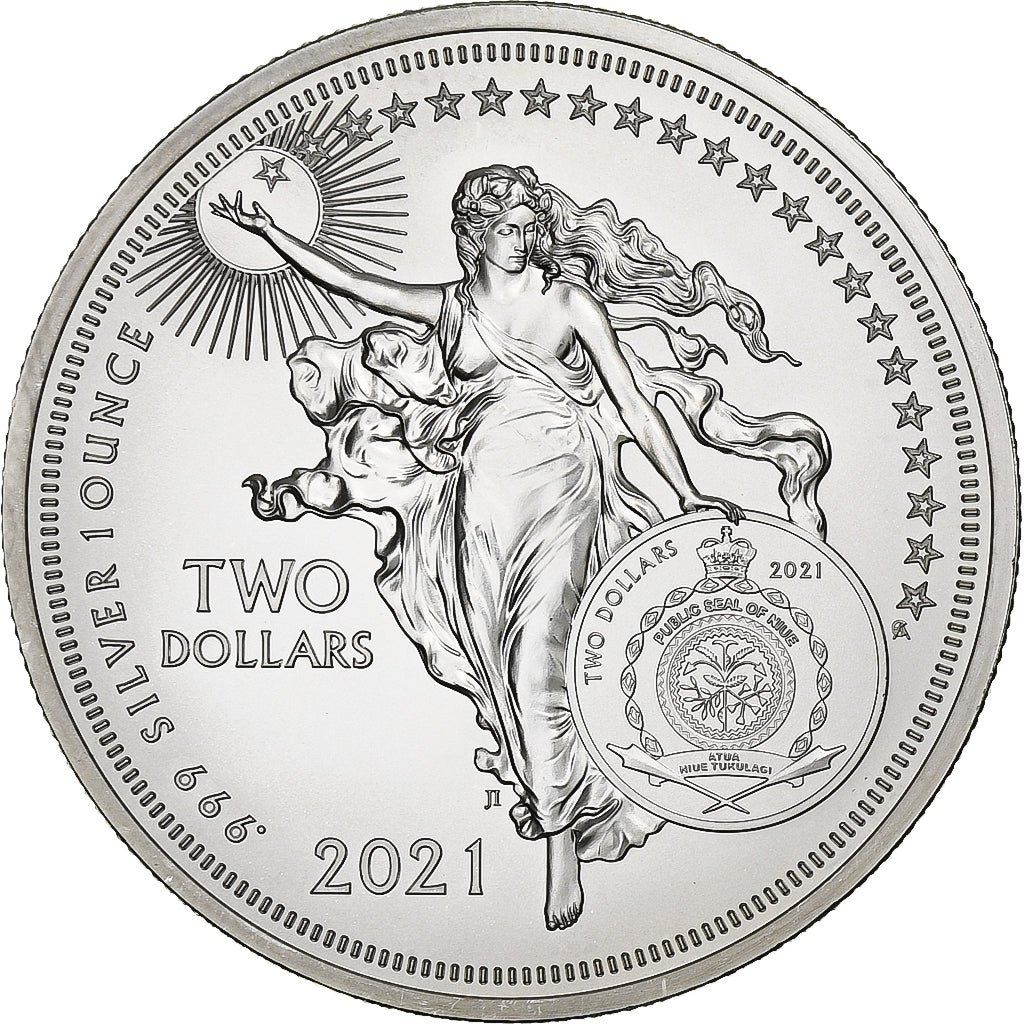 Niue, 2 dollars, 1 Oz, Leonardo da Vinci, 2021, Srebro, MS(65-70)
