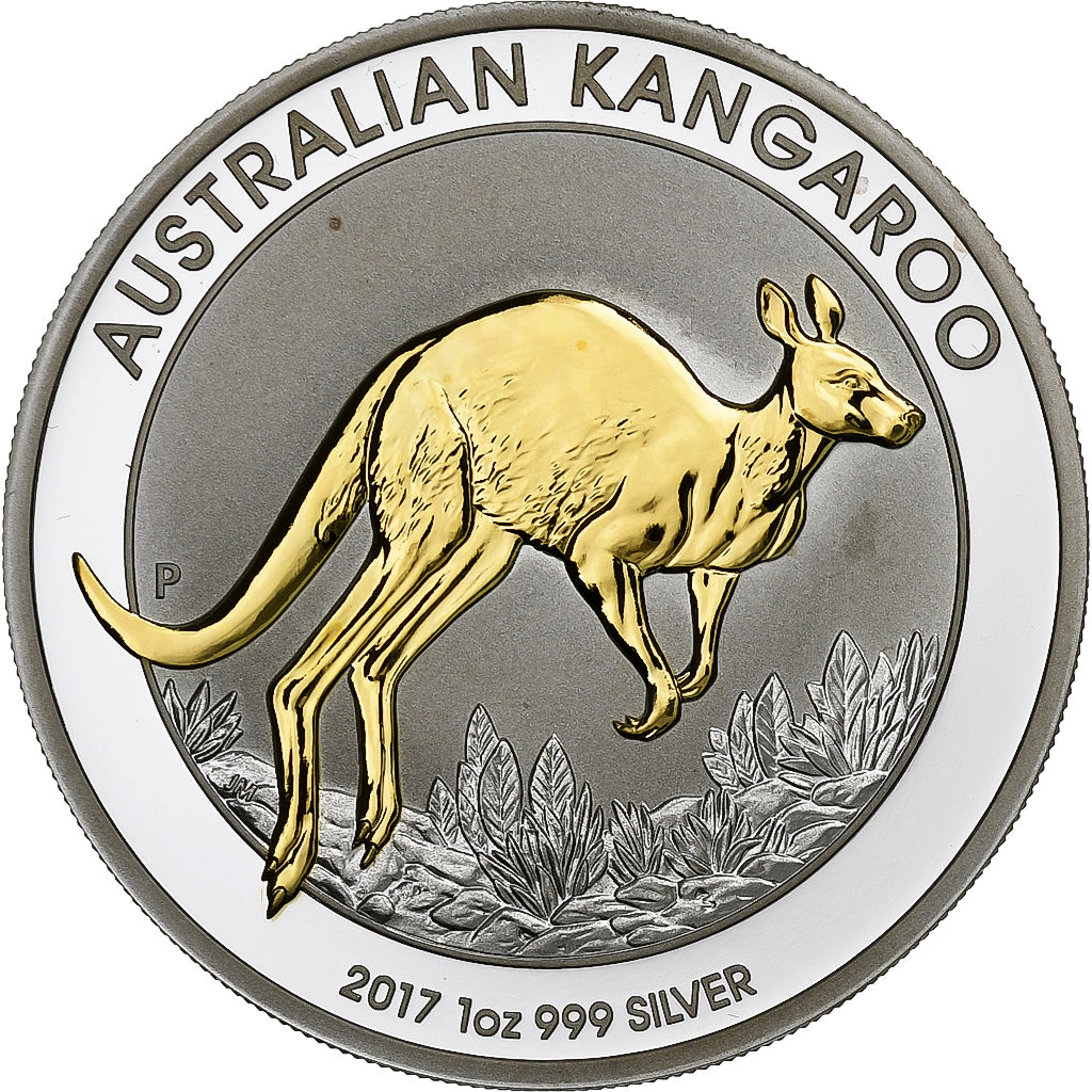 Australia, 1 Dollar, 1 Oz, Australia Gilded Kangaroo, 2017, Perth, Silver
