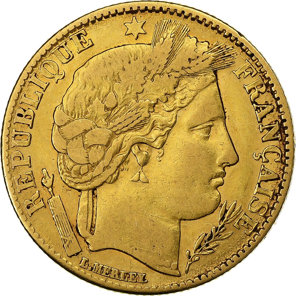 Frankrijk, 10 Francs, Cérès, 1851, Paris, Goud, ZF, Gadoury:1012, KM:770