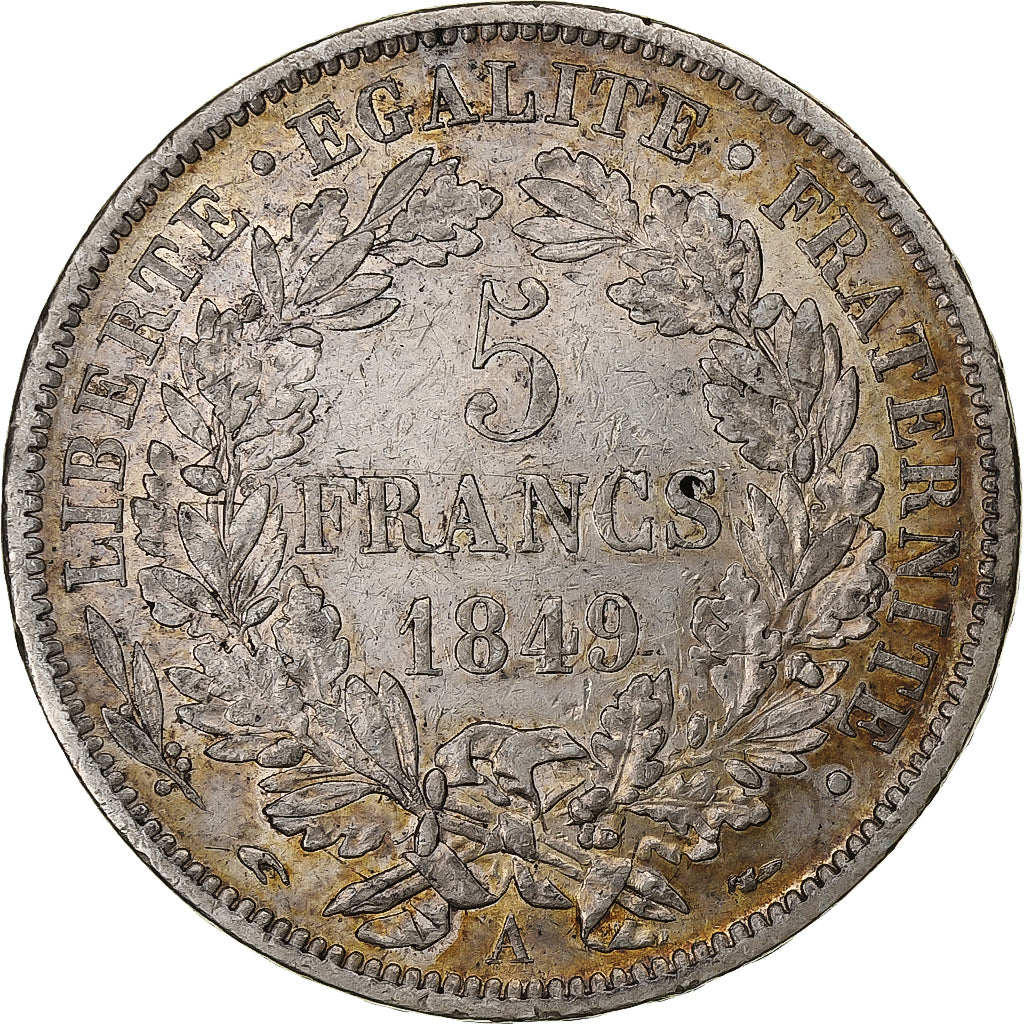 Francja, 5 Francs, Cérès, 1849, Paris, Srebro, AU(50-53), Gadoury:719
