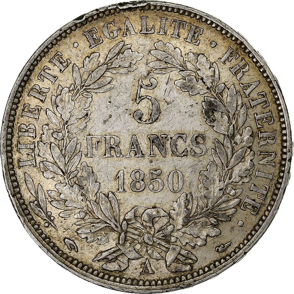 Coin, France, Cérès, 5 Francs, 1850, Paris, EF(40-45), Silver, KM:761.1