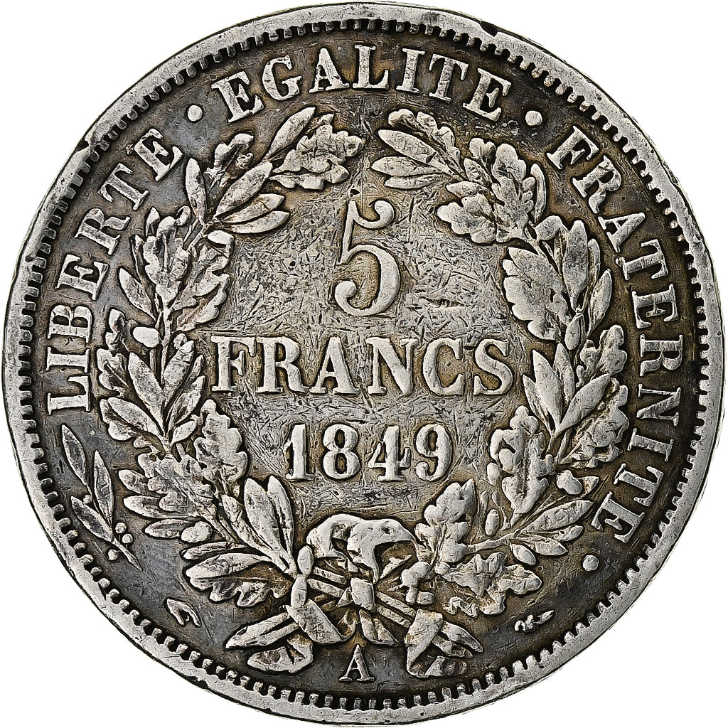 Francia, 5 Francs, Cérès, 1849, Paris, Argento, BB, Gadoury:719, KM:761.1