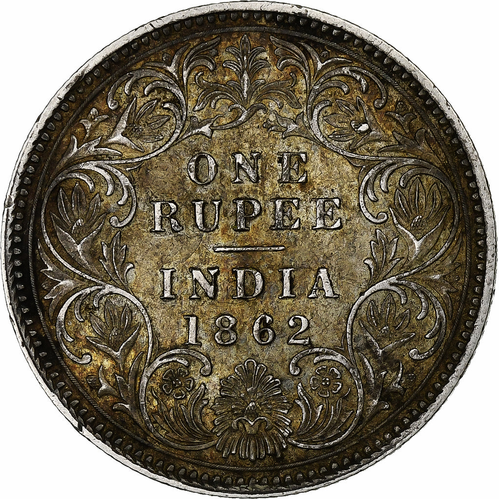 Coin, INDIA-BRITISH, Victoria, Rupee, 1862, Bombay, EF(40-45), Silver, KM:473.1