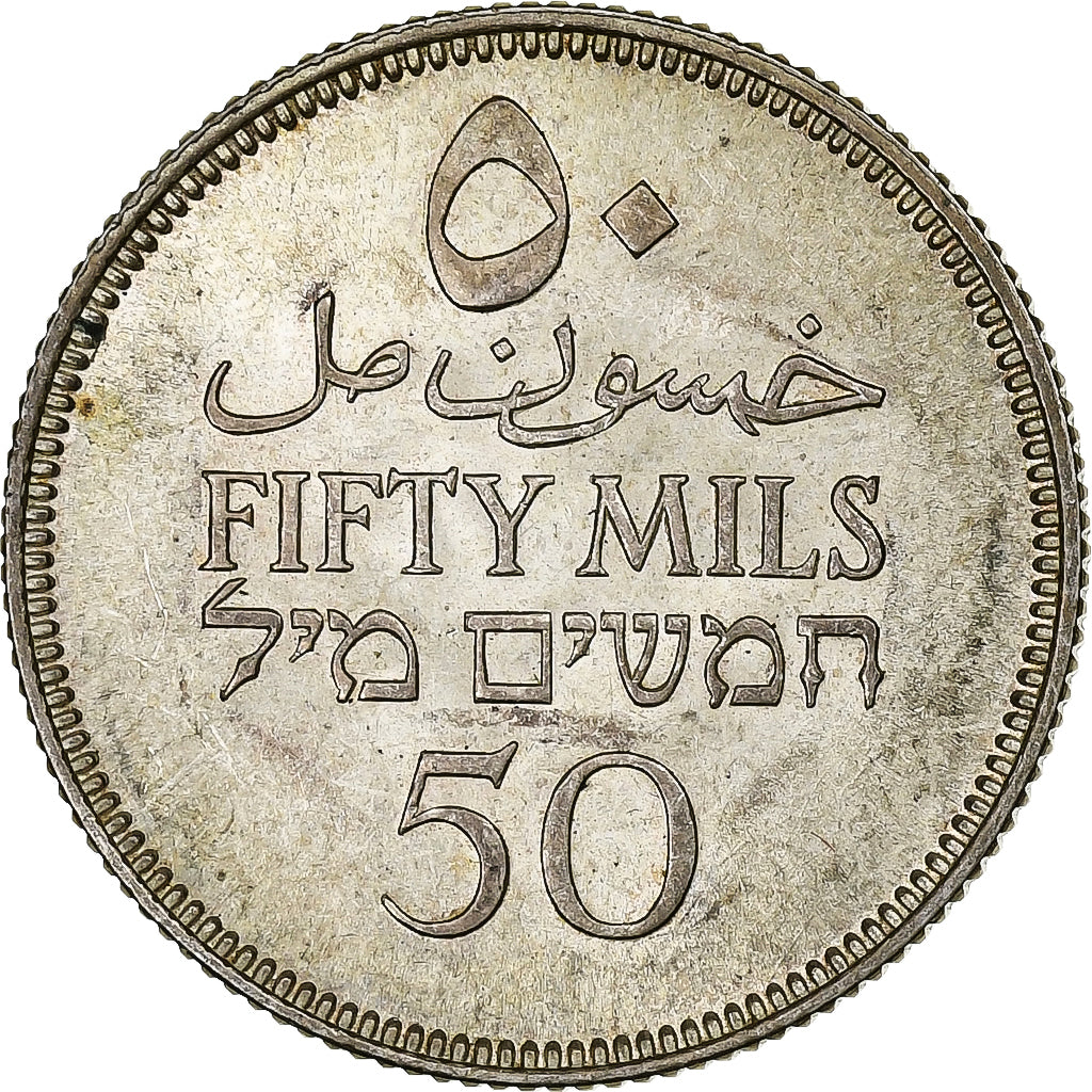 Coin, Palestine, 50 Mils, 1935, AU(50-53), Silver, KM:6
