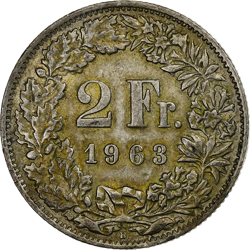 Coin, Switzerland, 2 Francs, 1963, Bern, AU(55-58), Silver, KM:21