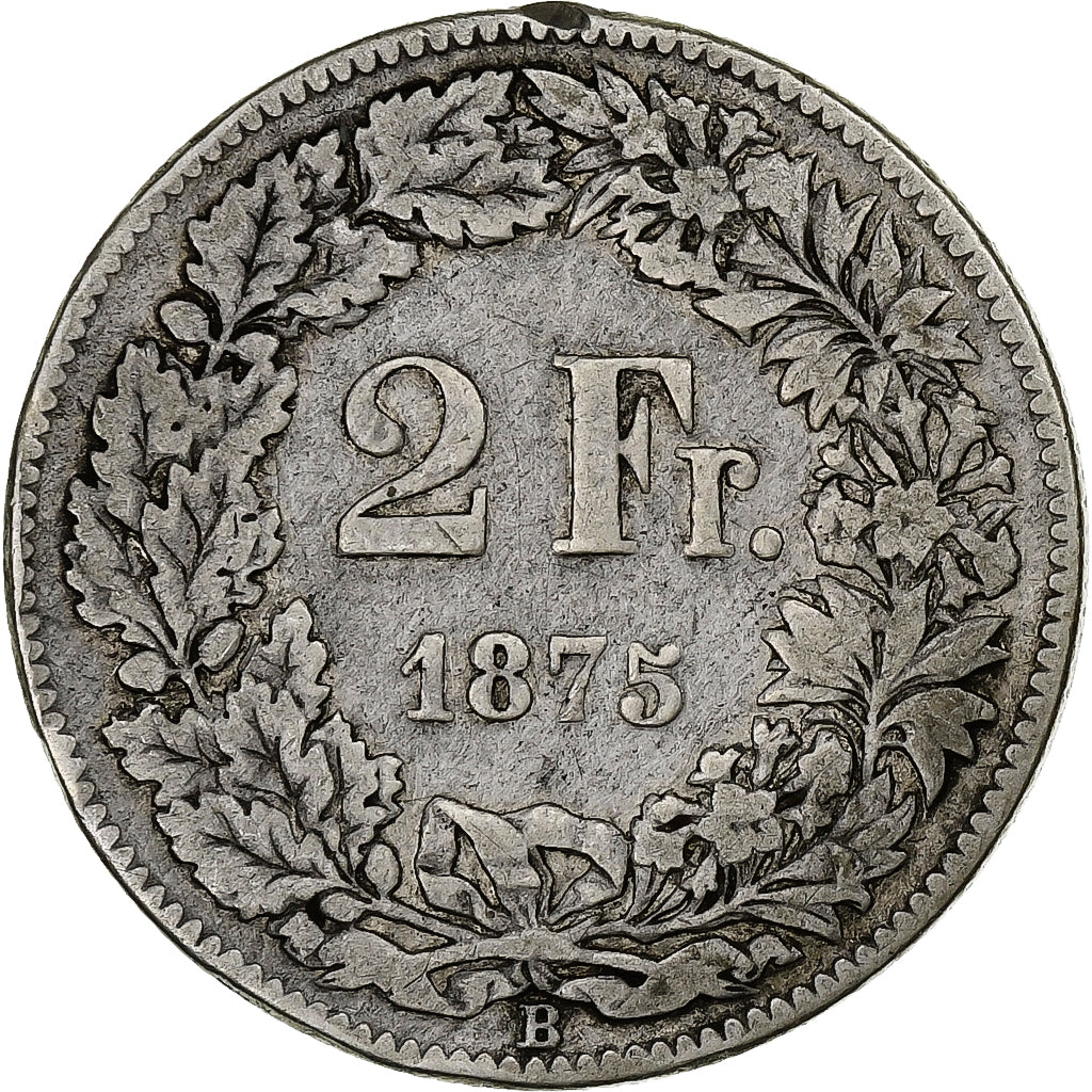 Coin, Switzerland, 2 Francs, 1875, VF(20-25), Silver, KM:21